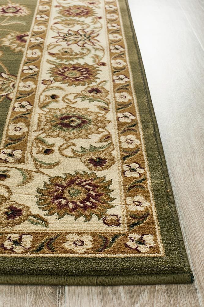 Rug Culture Rugs Sydney Collection Classic Rug Green with Ivory Border