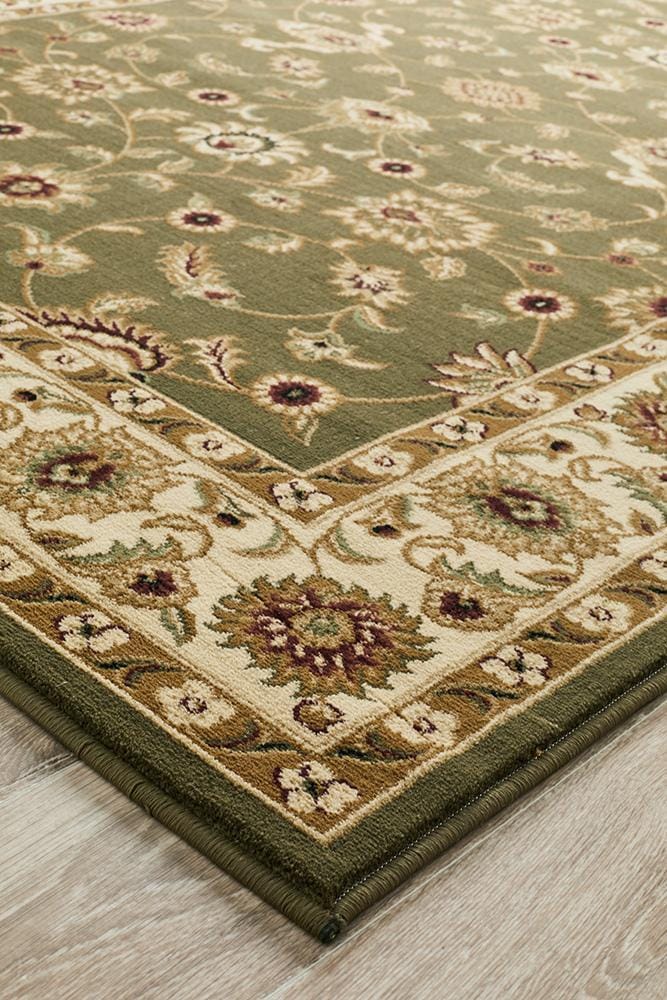 Rug Culture Rugs Sydney Collection Classic Rug Green with Ivory Border