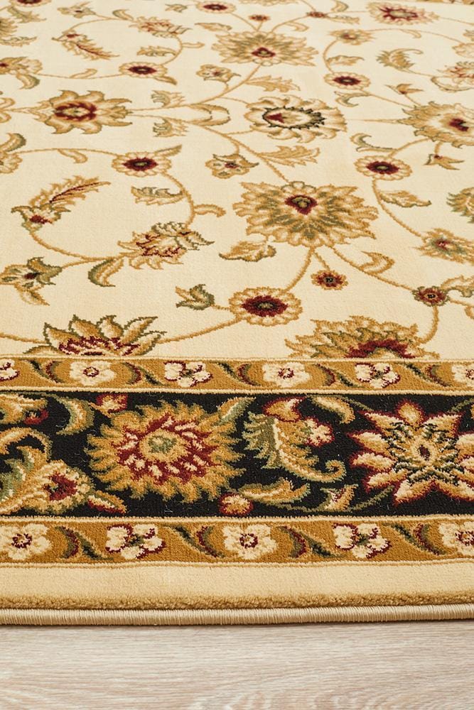 Rug Culture Rugs Sydney Collection Classic Rug Ivory with Black Border