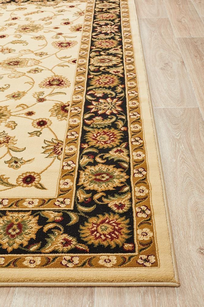 Rug Culture Rugs Sydney Collection Classic Rug Ivory with Black Border