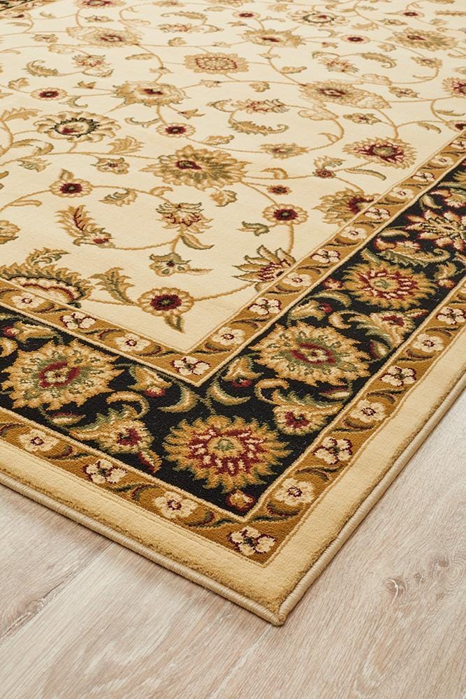 Rug Culture Rugs Sydney Collection Classic Rug Ivory with Black Border