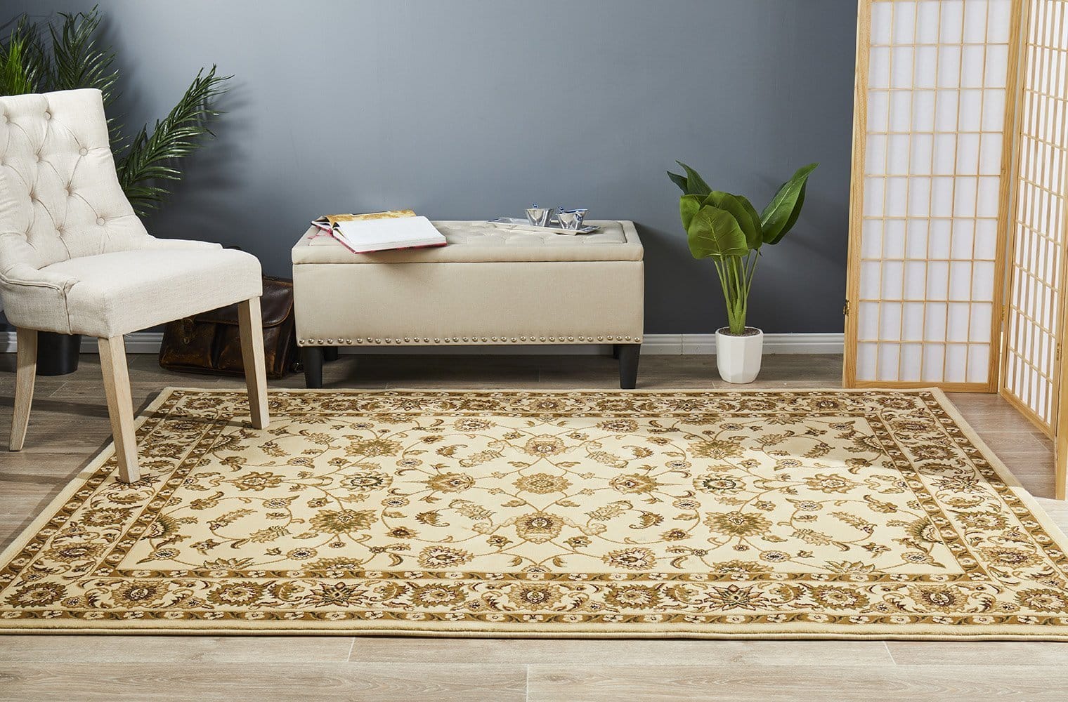 Rug Culture Rugs Sydney Collection Classic Rug Ivory with Ivory Border