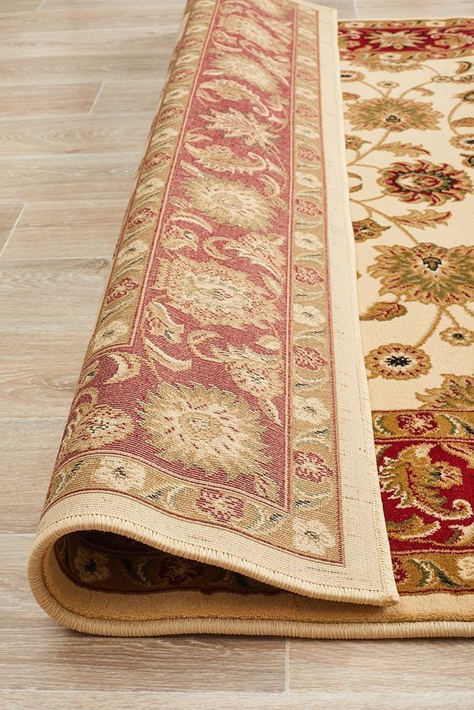 Rug Culture Rugs Sydney Collection Classic Rug Ivory with Red Border