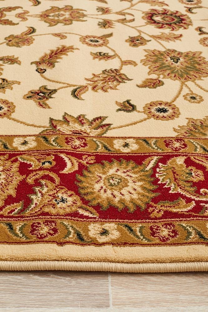 Rug Culture Rugs Sydney Collection Classic Rug Ivory with Red Border
