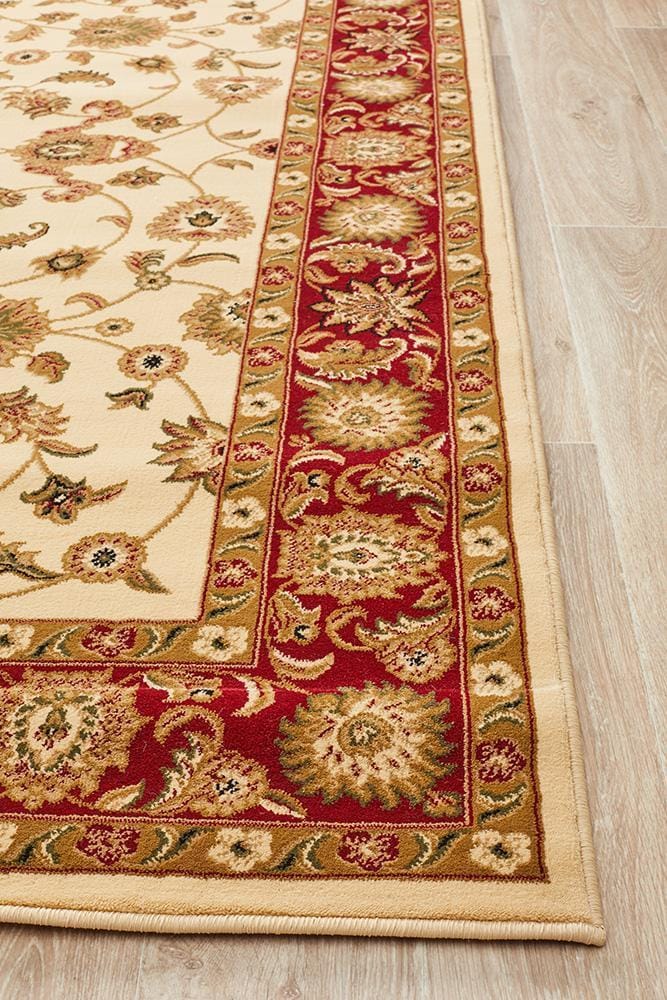 Rug Culture Rugs Sydney Collection Classic Rug Ivory with Red Border