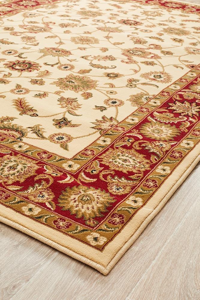 Rug Culture Rugs Sydney Collection Classic Rug Ivory with Red Border