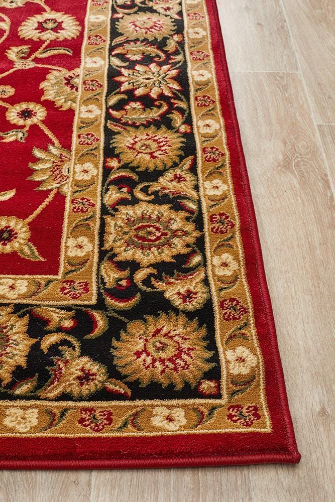 Rug Culture Rugs Sydney Collection Classic Rug Red with Black Border