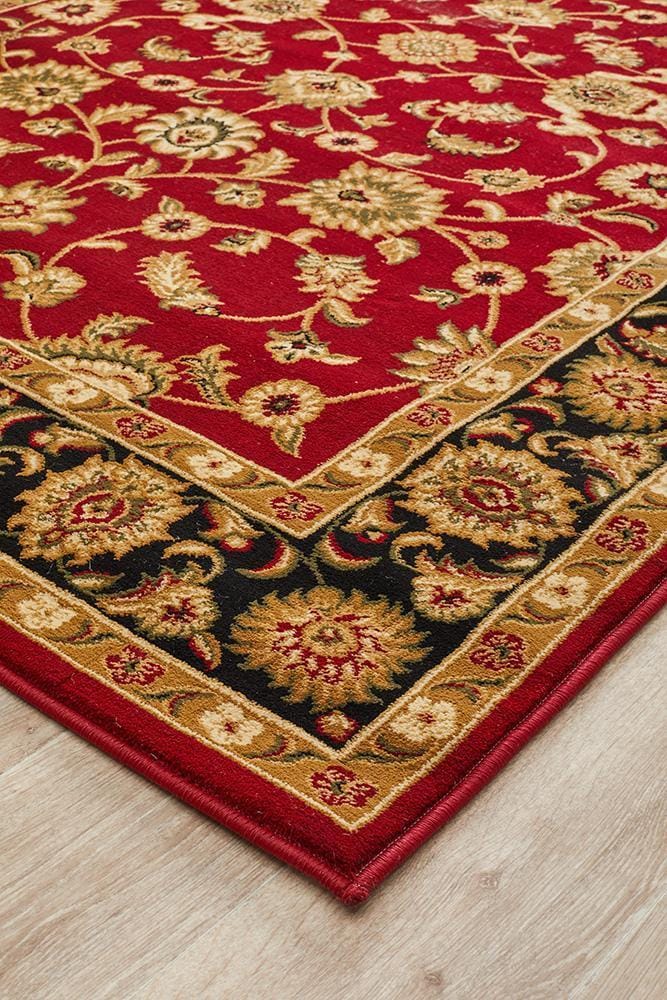 Rug Culture Rugs Sydney Collection Classic Rug Red with Black Border