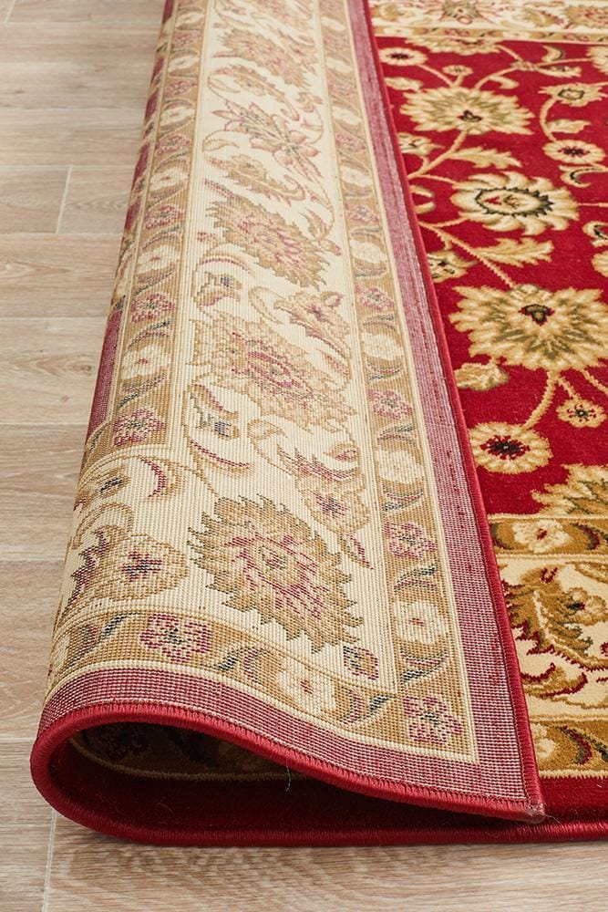 Rug Culture Rugs Sydney Collection Classic Rug Red with Ivory Border