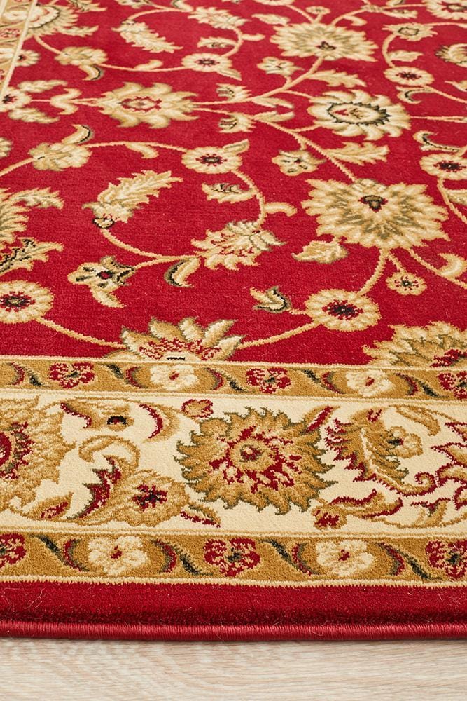 Rug Culture Rugs Sydney Collection Classic Rug Red with Ivory Border