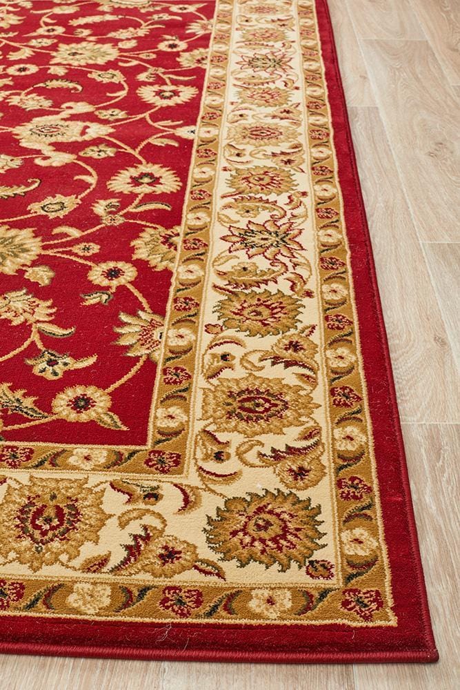 Rug Culture Rugs Sydney Collection Classic Rug Red with Ivory Border