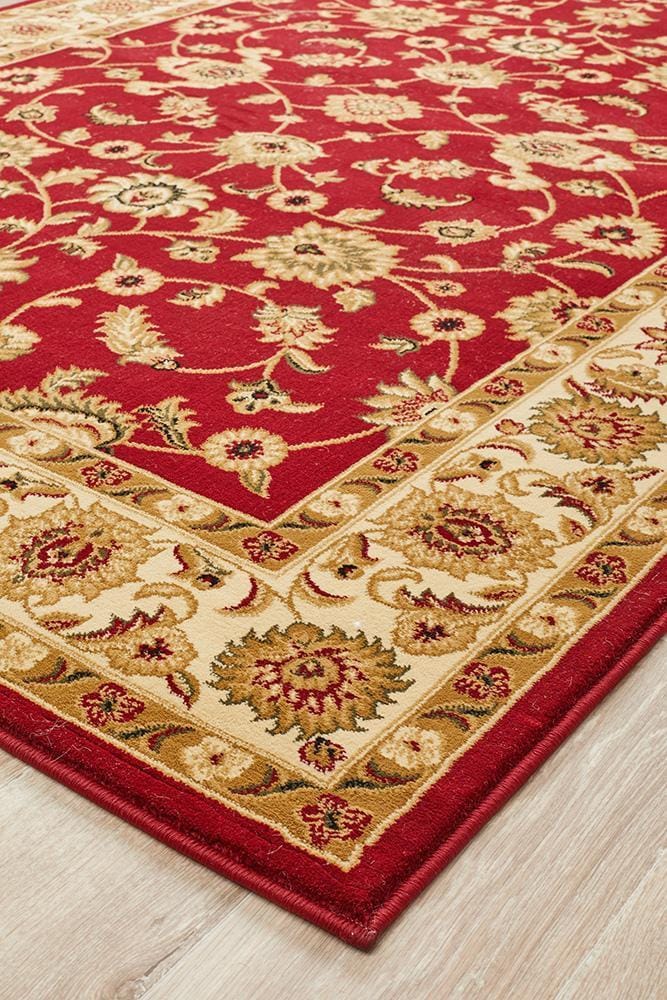 Rug Culture Rugs Sydney Collection Classic Rug Red with Ivory Border