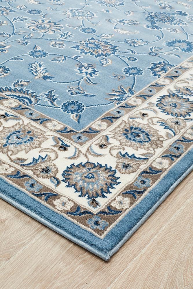 Rug Culture Rugs Sydney Collection Classic Rug Sky Blue with Blue Border