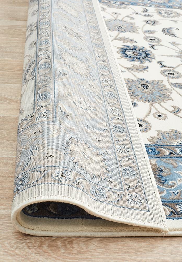 Rug Culture Rugs Sydney Collection Classic Rug White with Blue Border