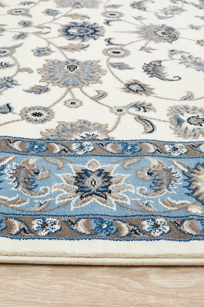 Rug Culture Rugs Sydney Collection Classic Rug White with Blue Border