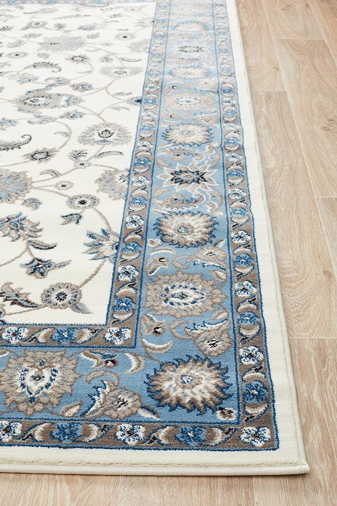Rug Culture Rugs Sydney Collection Classic Rug White with Blue Border