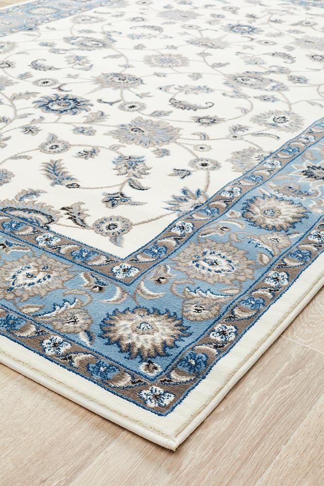 Rug Culture Rugs Sydney Collection Classic Rug White with Blue Border