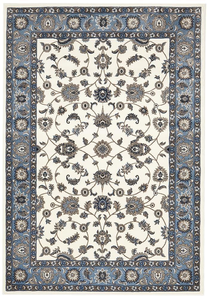 Rug Culture Rugs Sydney Collection Classic Rug White with Blue Border