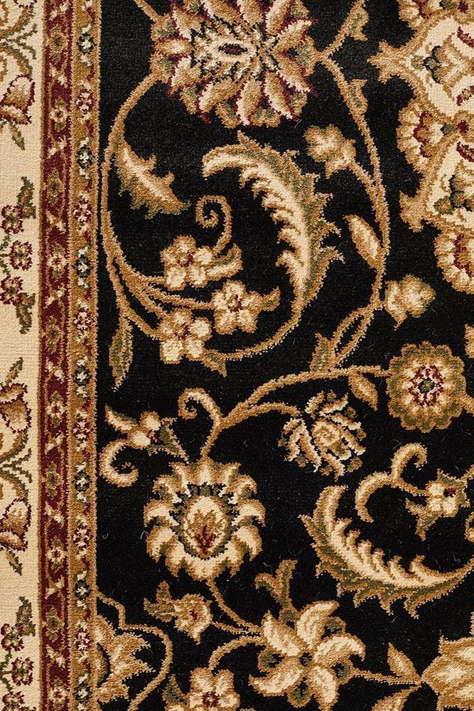 Rug Culture Rugs Sydney Collection Medallion Rug Black with Ivory Border