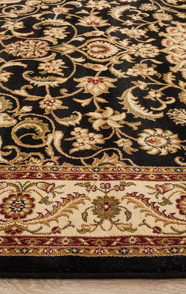 Rug Culture Rugs Sydney Collection Medallion Rug Black with Ivory Border