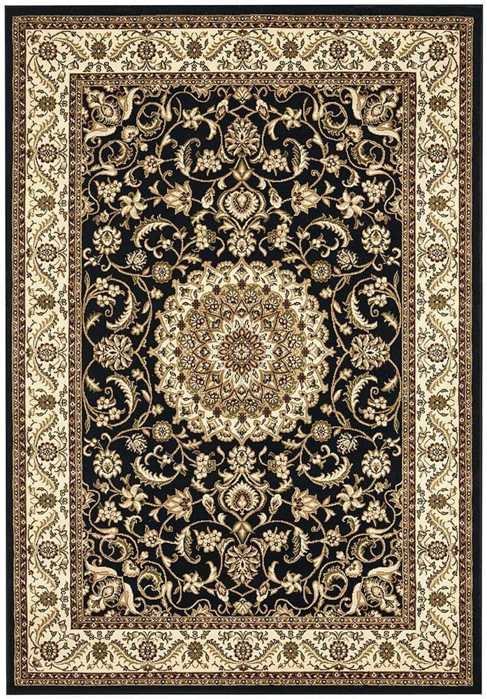 Rug Culture Rugs Sydney Collection Medallion Rug Black with Ivory Border