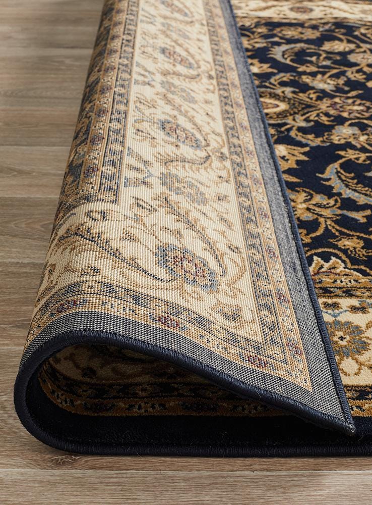 Rug Culture Rugs Sydney Collection Medallion Rug Blue with Ivory Border