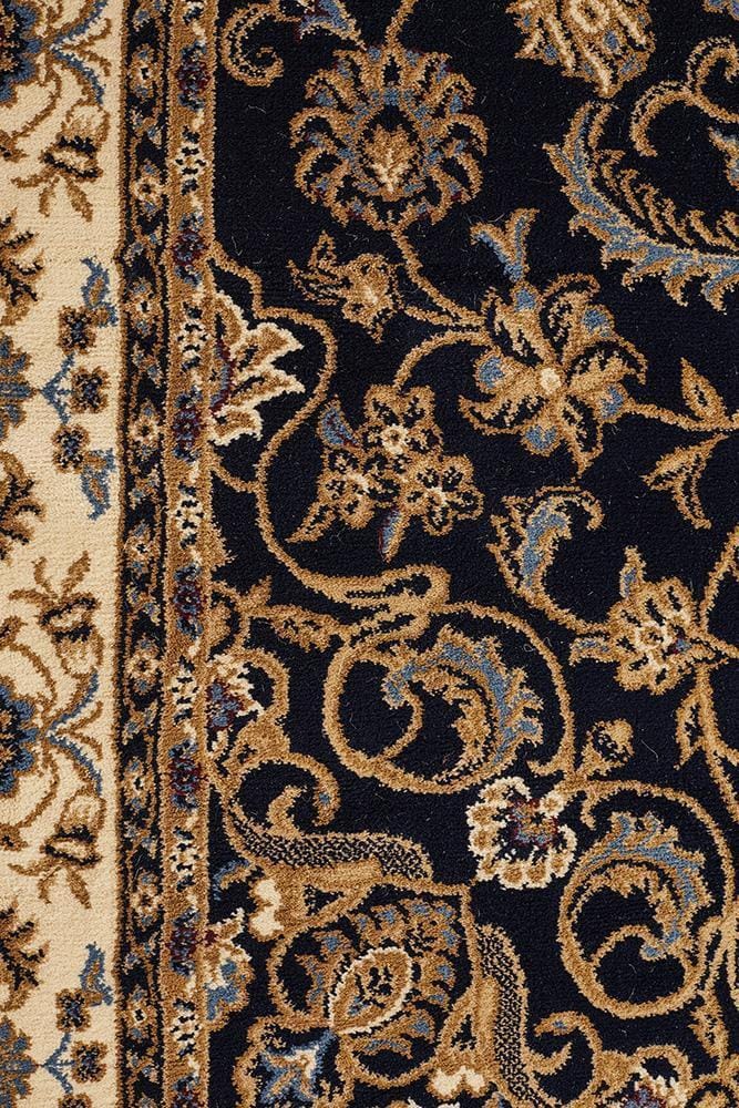 Rug Culture Rugs Sydney Collection Medallion Rug Blue with Ivory Border