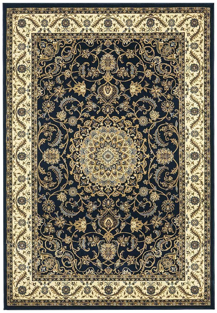 Rug Culture Rugs Sydney Collection Medallion Rug Blue with Ivory Border
