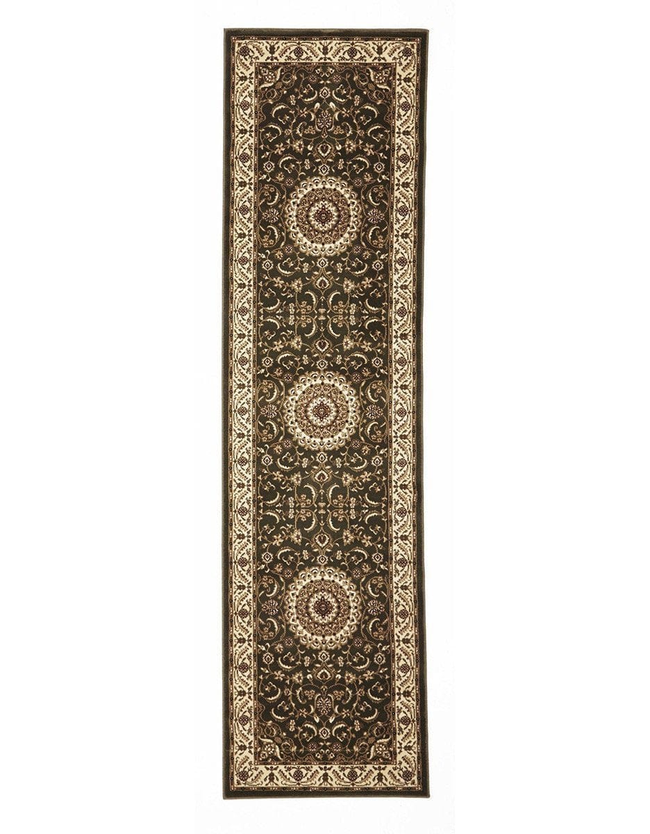 Rug Culture Rugs Sydney Collection Medallion Rug Green with Ivory Border