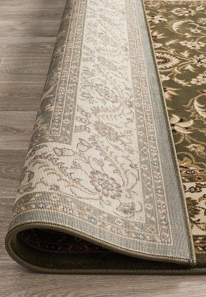 Rug Culture Rugs Sydney Collection Medallion Rug Green with Ivory Border