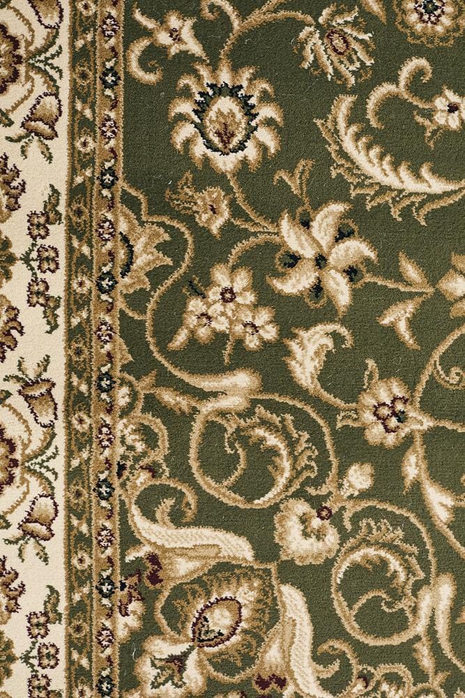 Rug Culture Rugs Sydney Collection Medallion Rug Green with Ivory Border