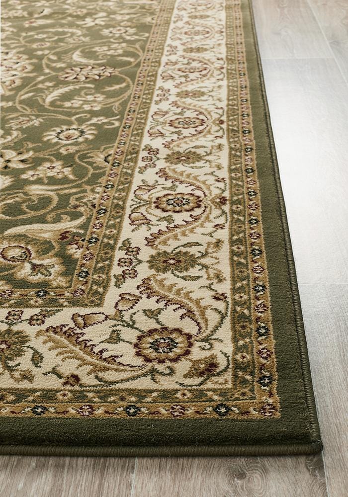 Rug Culture Rugs Sydney Collection Medallion Rug Green with Ivory Border