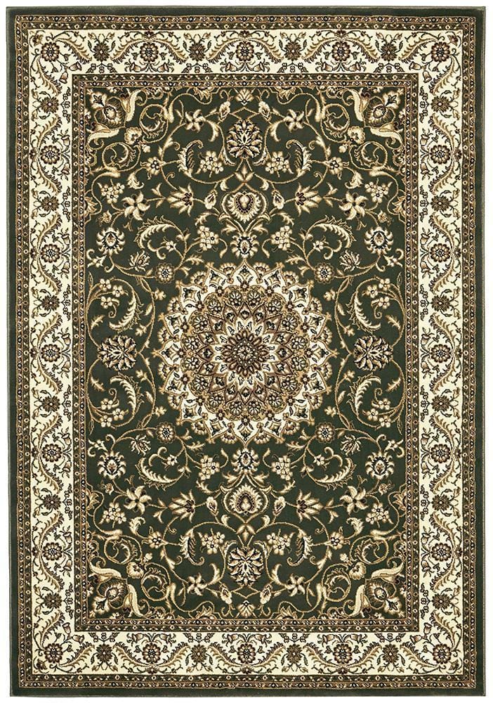 Rug Culture Rugs Sydney Collection Medallion Rug Green with Ivory Border
