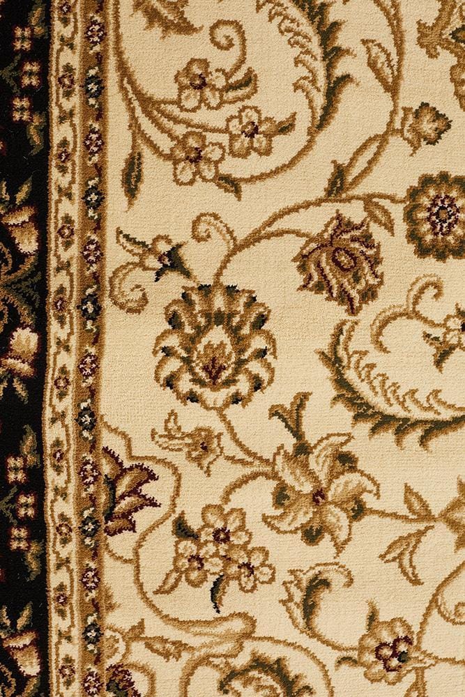 Rug Culture Rugs Sydney Collection Medallion Rug Ivory with Black Border