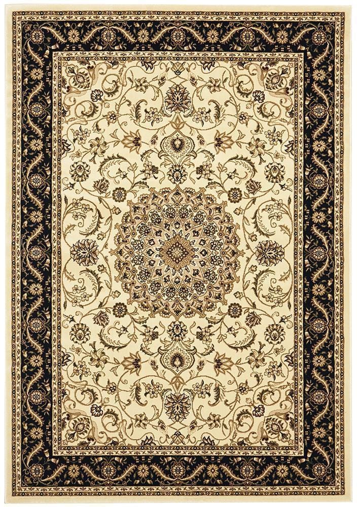 Rug Culture Rugs Sydney Collection Medallion Rug Ivory with Black Border