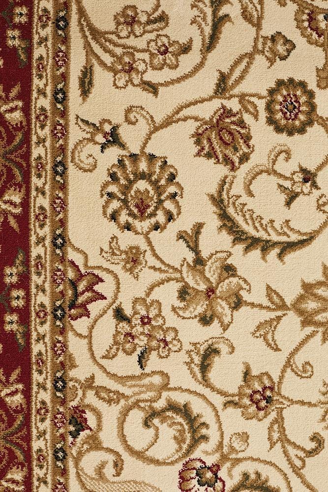 Rug Culture Rugs Sydney Collection Medallion Rug Ivory with Red Border