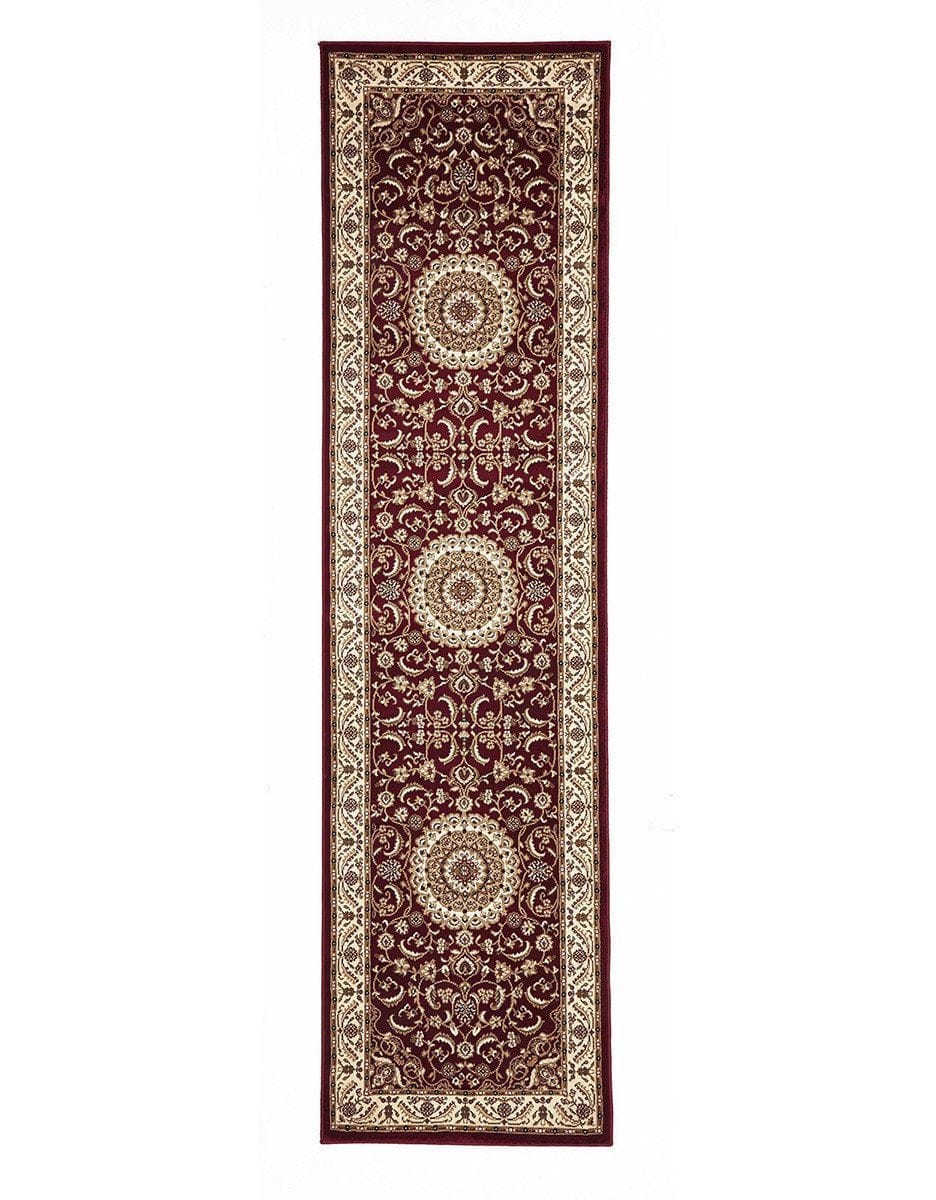 Rug Culture Rugs Sydney Collection Medallion Rug Red with Ivory Border