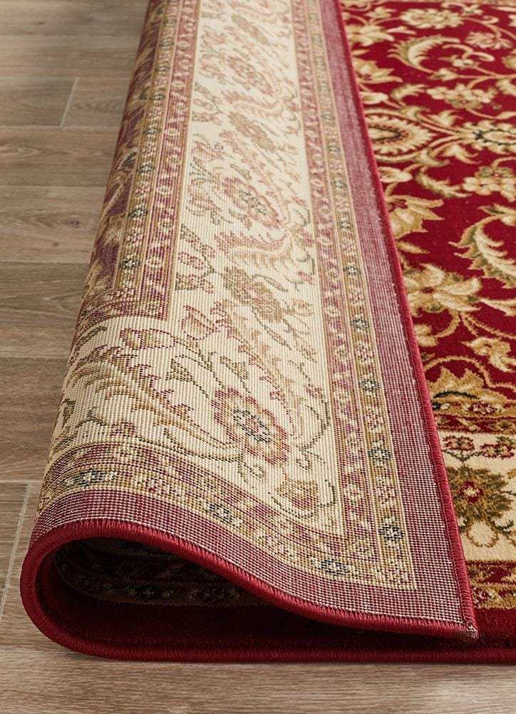 Rug Culture Rugs Sydney Collection Medallion Rug Red with Ivory Border