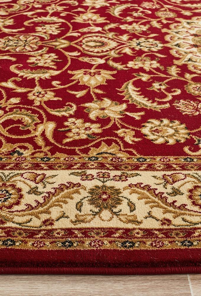 Rug Culture Rugs Sydney Collection Medallion Rug Red with Ivory Border