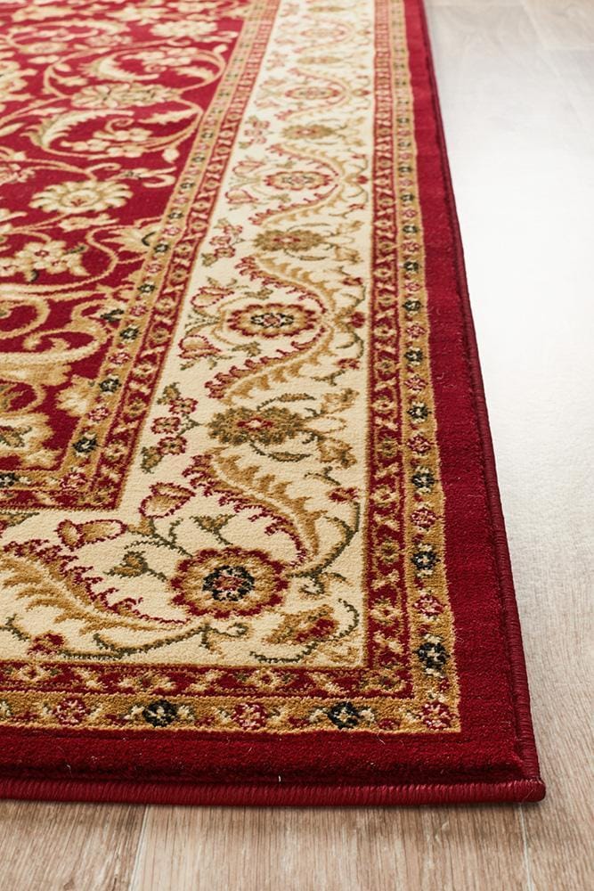 Rug Culture Rugs Sydney Collection Medallion Rug Red with Ivory Border