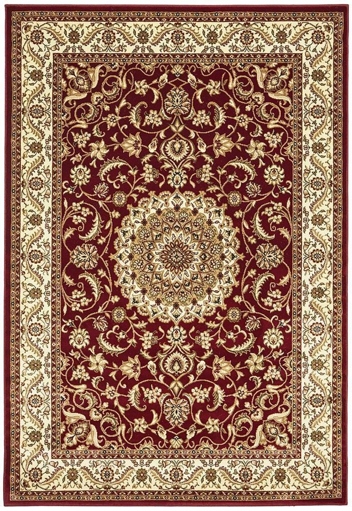 Rug Culture Rugs Sydney Collection Medallion Rug Red with Ivory Border