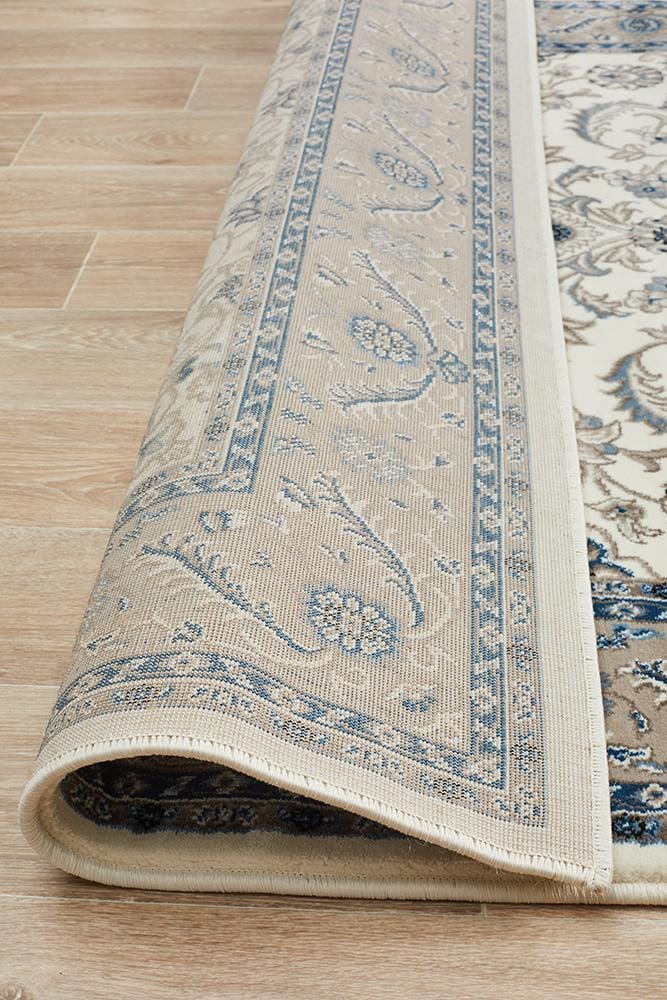 Rug Culture Rugs Sydney Collection Medallion Rug White with Beige Border