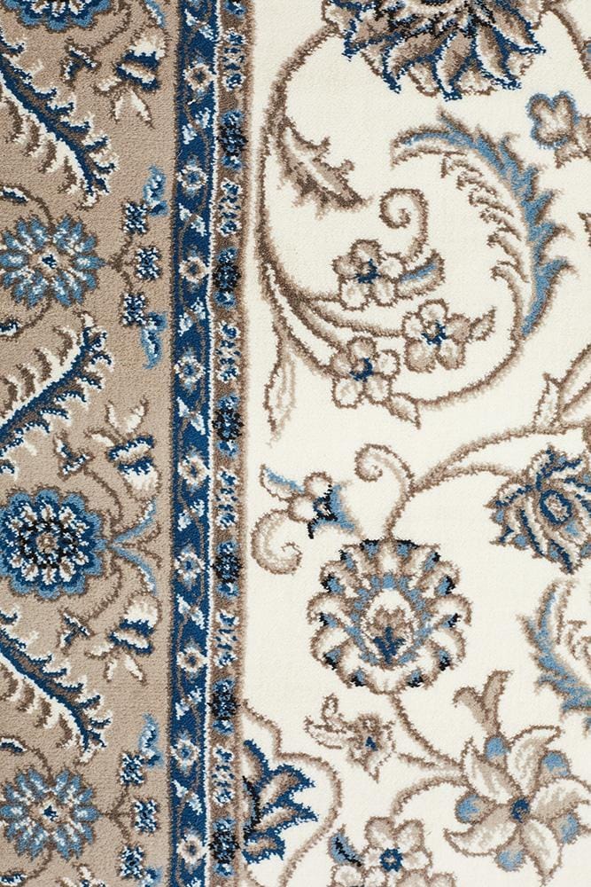 Rug Culture Rugs Sydney Collection Medallion Rug White with Beige Border