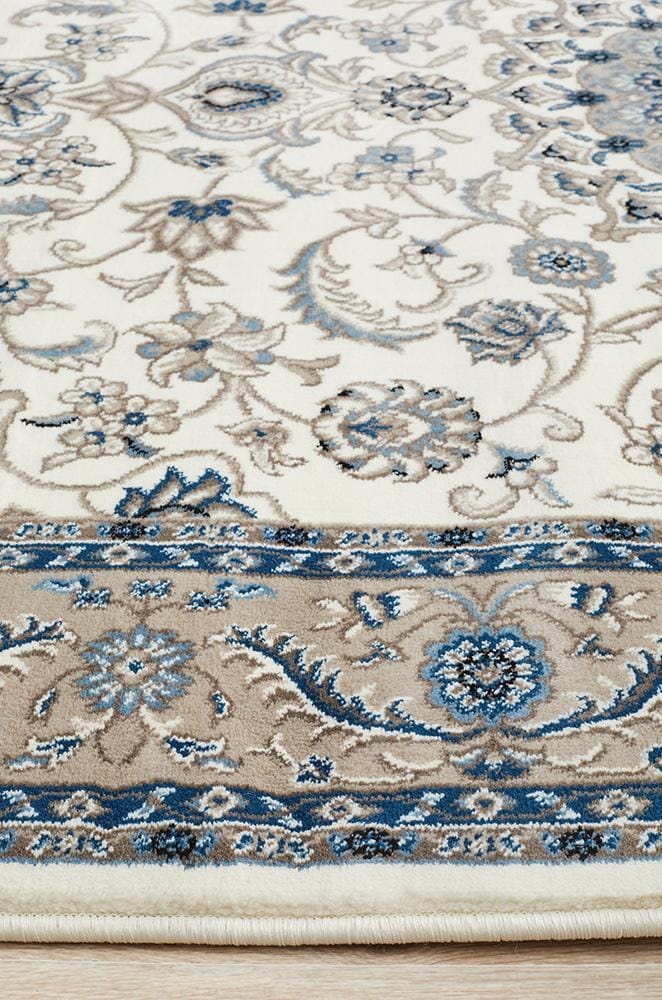 Rug Culture Rugs Sydney Collection Medallion Rug White with Beige Border