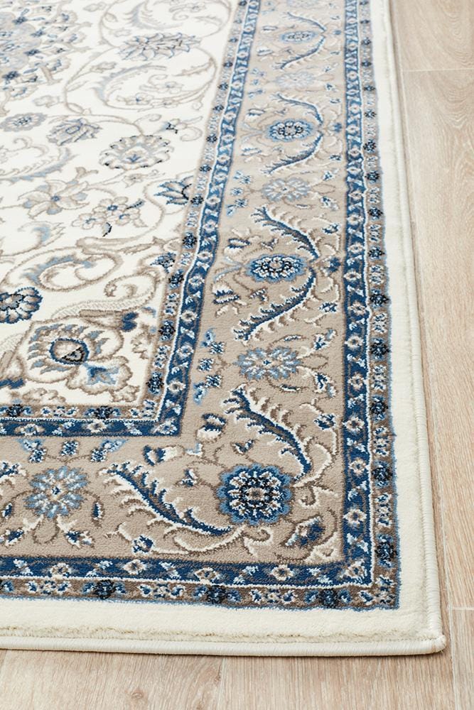 Rug Culture Rugs Sydney Collection Medallion Rug White with Beige Border