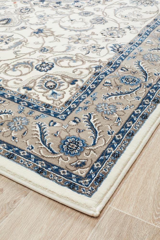 Rug Culture Rugs Sydney Collection Medallion Rug White with Beige Border