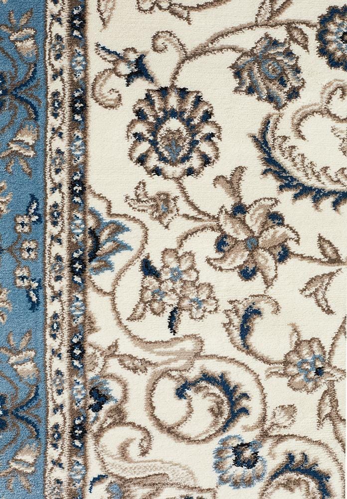 Rug Culture Rugs Sydney Collection Medallion Rug White with Blue Border