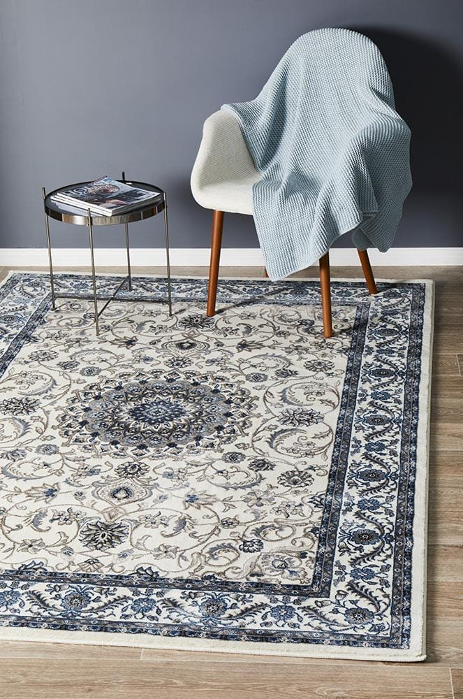 Rug Culture Rugs Sydney Collection Medallion Rug White with White Border