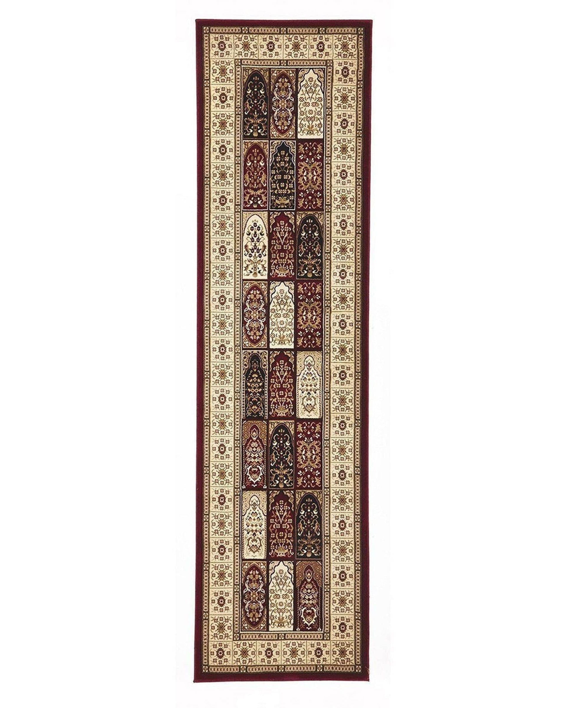 Rug Culture Rugs Sydney Collection Traditional Panel Pattern Rug Burgundy