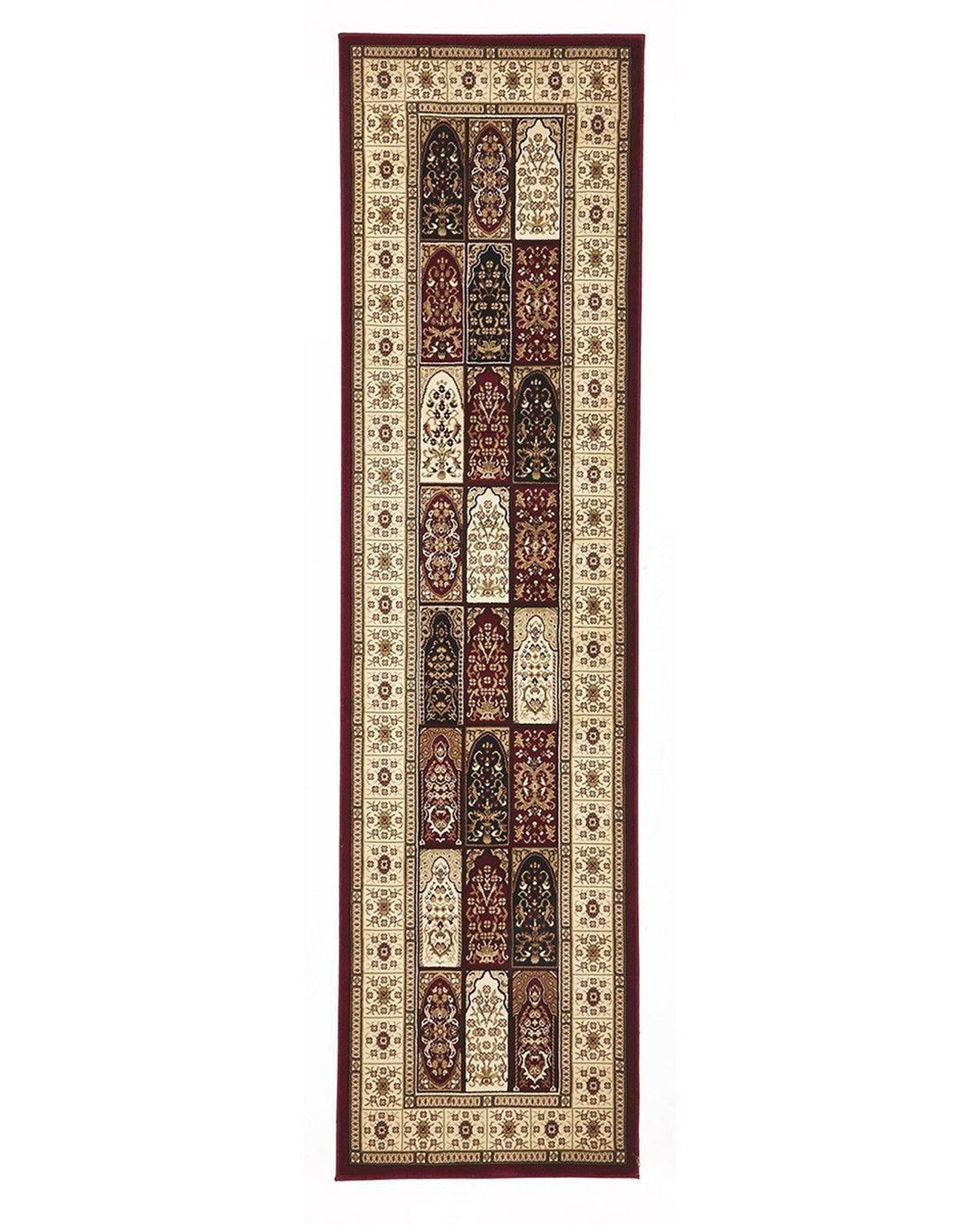 Rug Culture Rugs Sydney Collection Traditional Panel Pattern Rug Burgundy